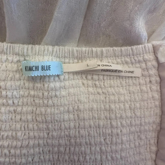 Women's L Kimchi Blue Strapless Cream Color Dress Fit Flare Pleated Sweetheart - Picture 10 of 12